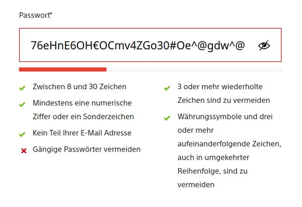 SONY dumb password rule screenshot